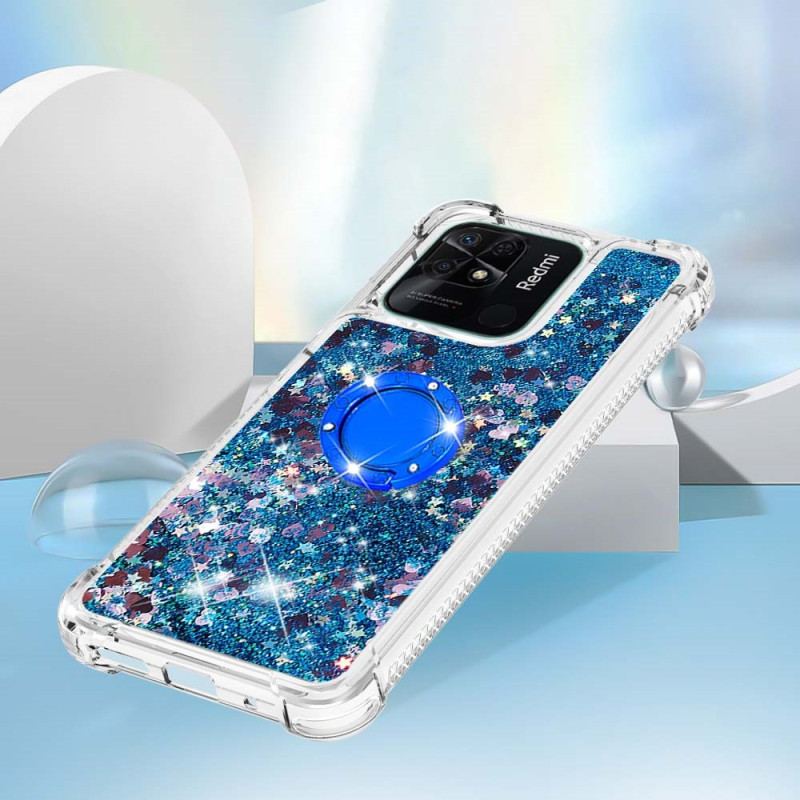 Mobilcover Xiaomi Redmi 10C Farverige Pailletter Ring-stativ