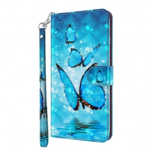 Flip Cover Xiaomi Redmi 9T Flyvende Blå Sommerfugle