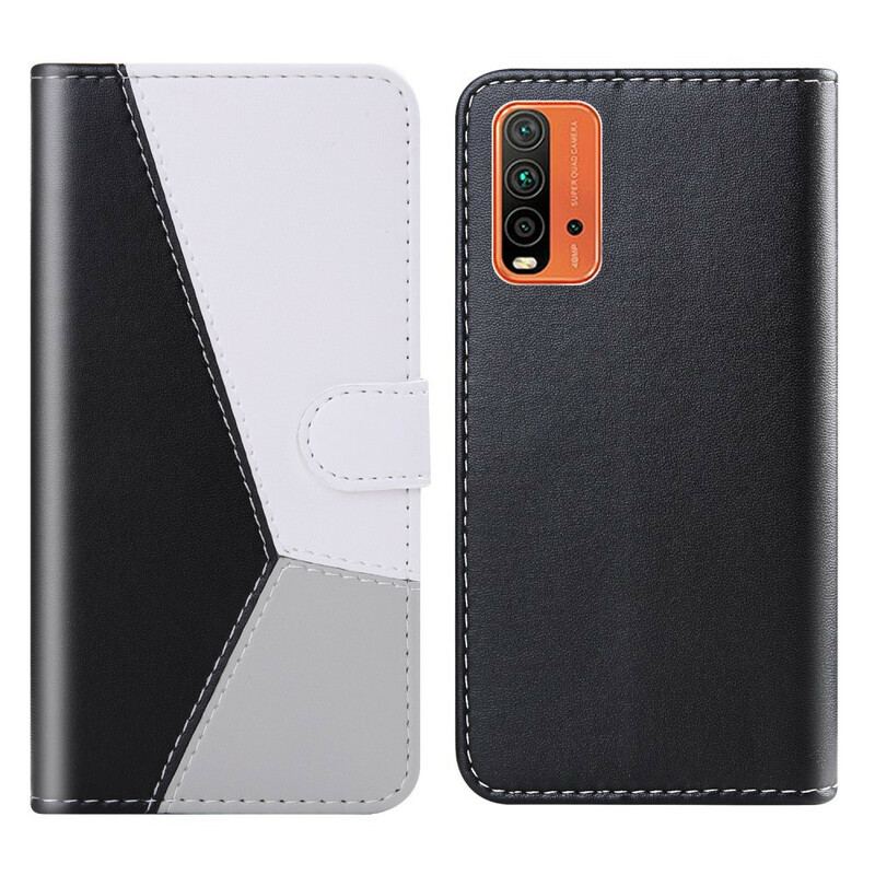 Læder Cover Xiaomi Redmi 9T Trefarvet Lædereffekt