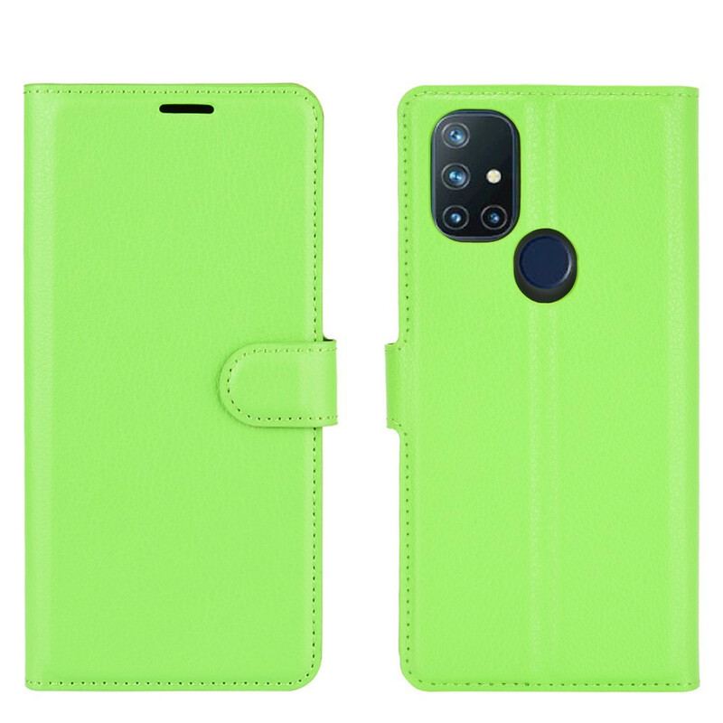 Flip Cover OnePlus Nord N10 Klassisk Litchi-effekt