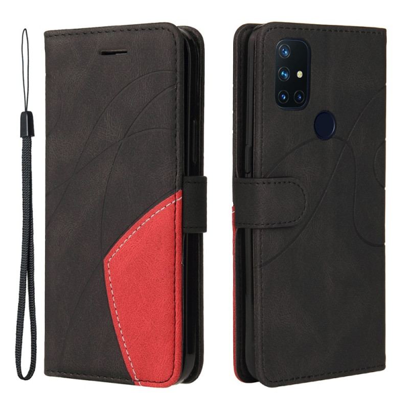 Flip Cover OnePlus Nord N10 Tofarvet Signatur Imiteret Læder