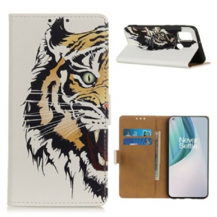 Læder Cover OnePlus Nord N10 Hård Tiger
