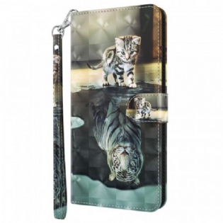 Flip Cover Google Pixel 6A Med Snor Strappy Kitten Dream