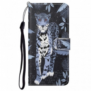 Flip Cover Google Pixel 6A Med Snor Strappy Leopard