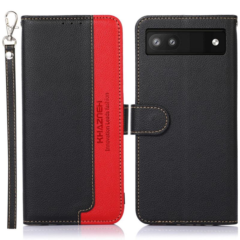 Læder Cover Google Pixel 6A Lychee Style Rfid Khazneh