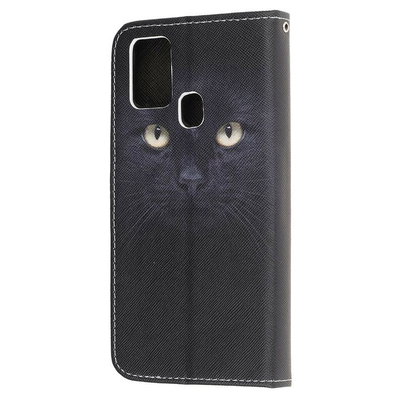 Flip Cover OnePlus Nord N100 Med Snor Strappy Black Cat Eyes