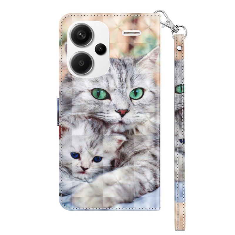 Læder Cover Xiaomi Redmi Note 13 Pro Plus 5g To Stringkatte