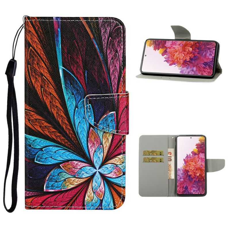 Flip Cover Samsung Galaxy S20 FE Farvede Plader Med Snor