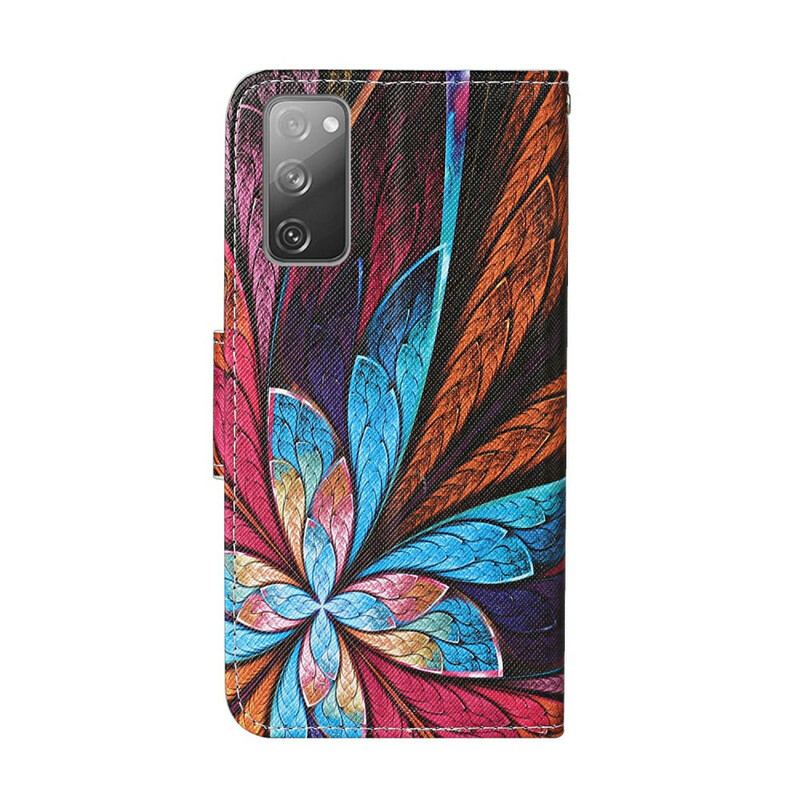 Flip Cover Samsung Galaxy S20 FE Farvede Plader Med Snor