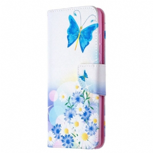 Flip Cover Samsung Galaxy S20 FE Malede Sommerfugle Og Blomster