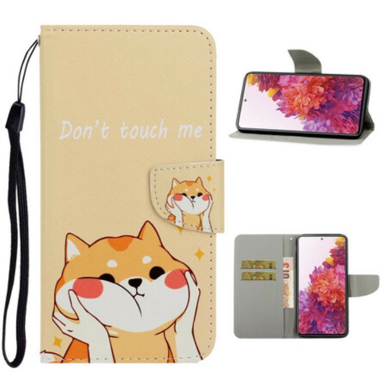 Flip Cover Samsung Galaxy S20 FE Med Snor Kat Rør Mig Ikke Med Strop