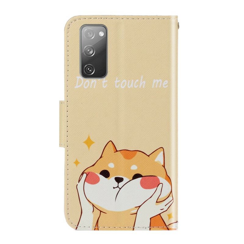 Flip Cover Samsung Galaxy S20 FE Med Snor Kat Rør Mig Ikke Med Strop