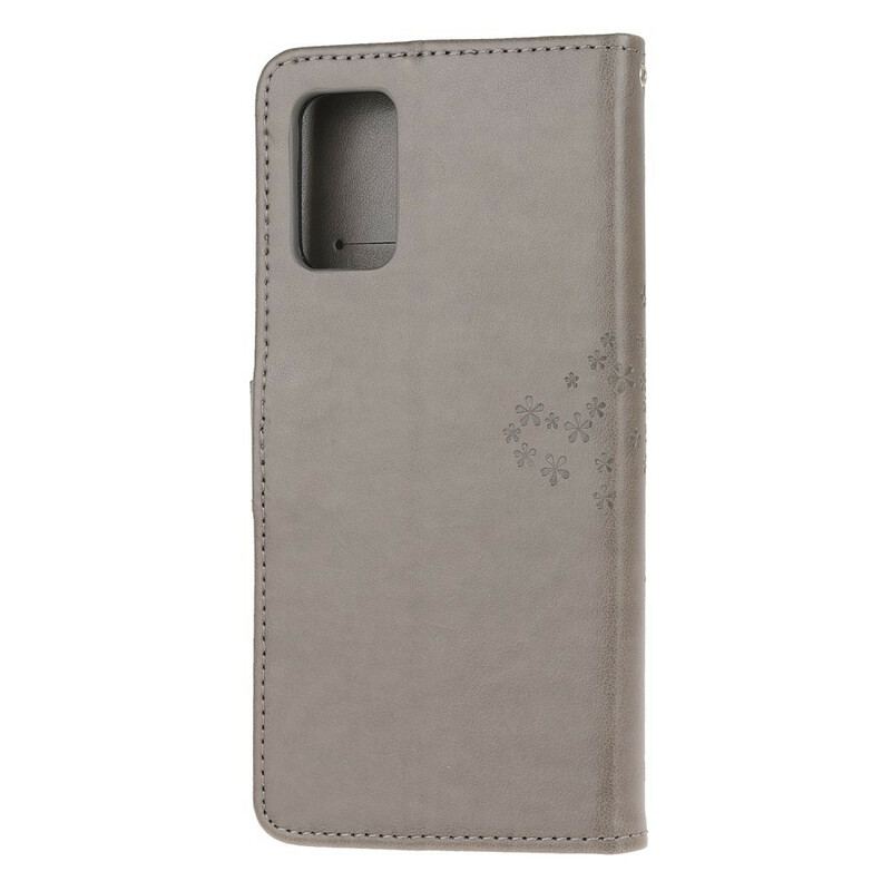 Flip Cover Samsung Galaxy S20 FE Med Snor Thong Træ Og Ugler
