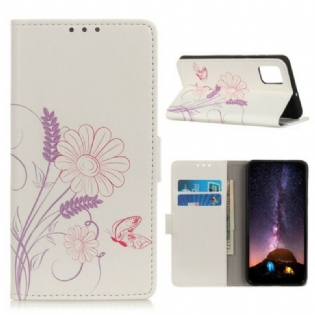 Flip Cover Samsung Galaxy S20 FE Tegning Af Sommerfugle Og Blomster