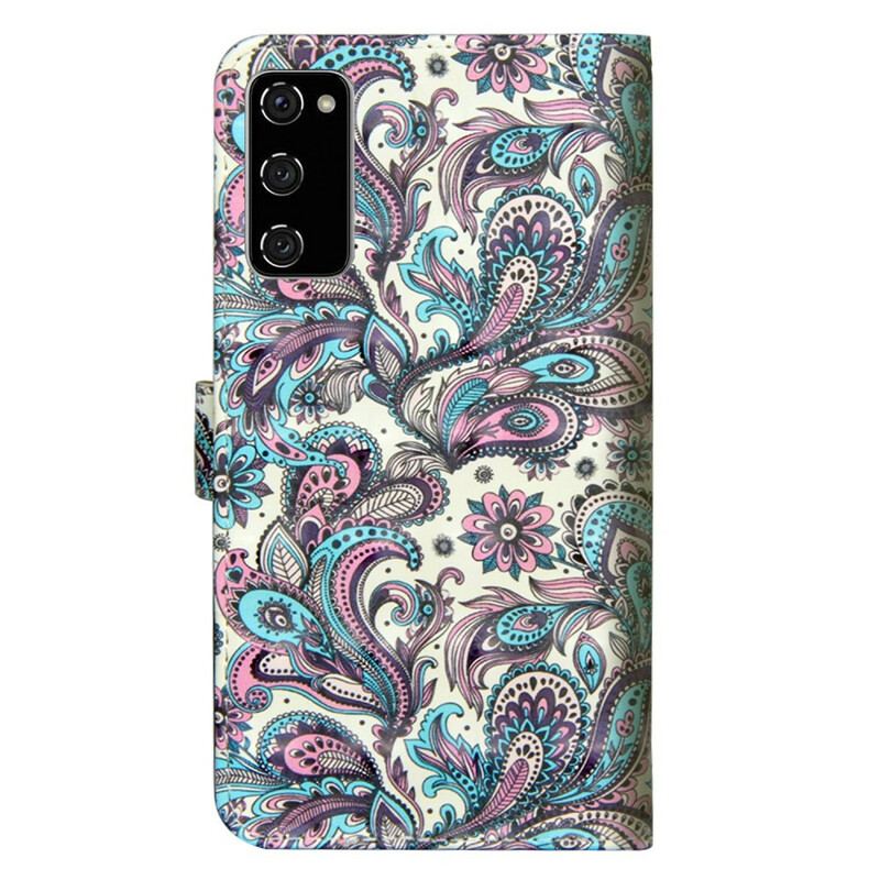 Læder Cover Samsung Galaxy S20 FE Blomster Mønstre