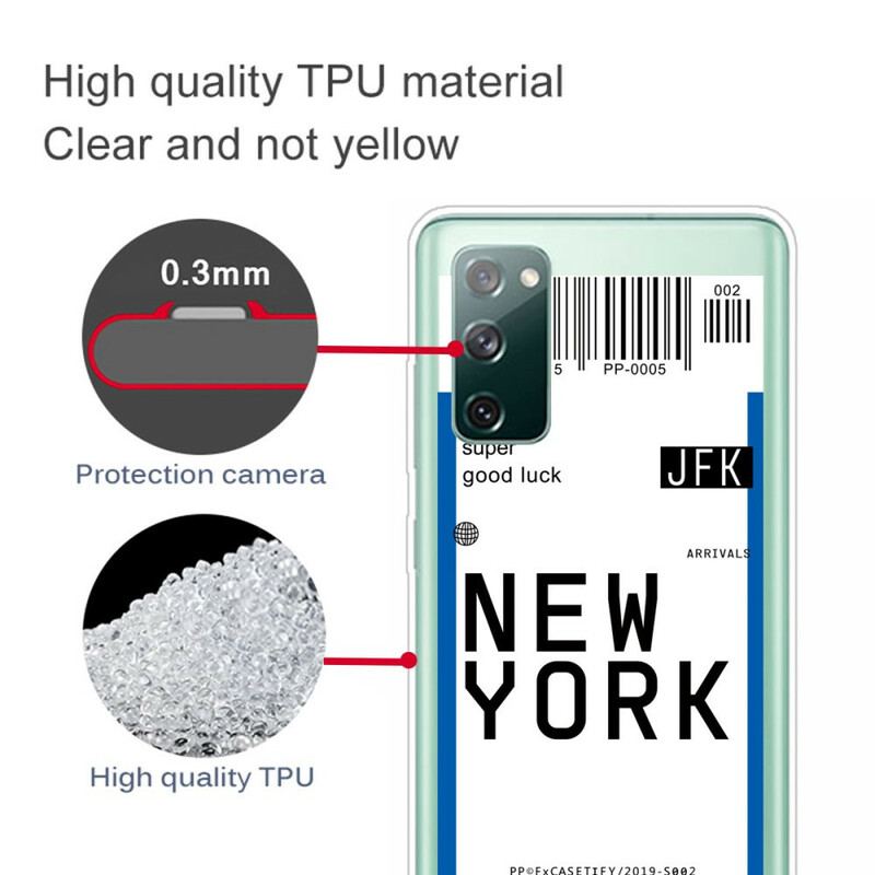 Mobilcover Samsung Galaxy S20 FE Boardingkort Til New York