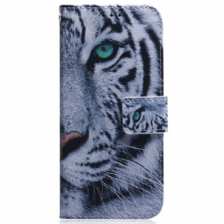Flip Cover Oppo Reno 8 Pro Med Snor Strappy White Tiger