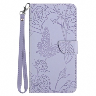 Flip Cover Oppo Reno 8 Pro Sommerfugle Med Snor