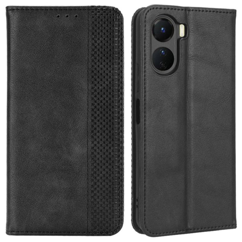 Cover Vivo Y16 Flip Cover Stilfuldt Imiteret Læder