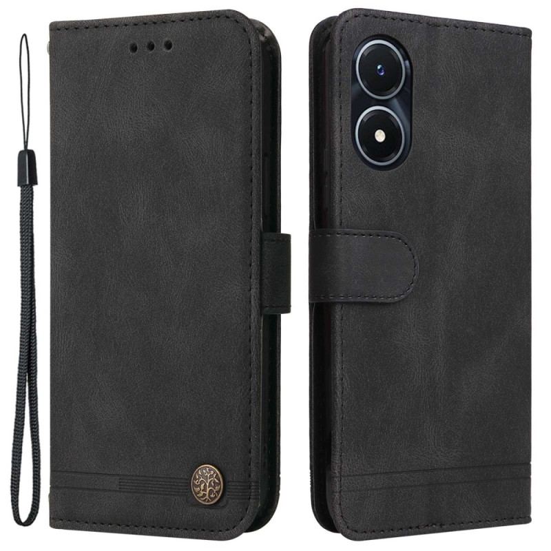 Flip Cover Vivo Y16 Læderstil Med Dekorativ Nitte