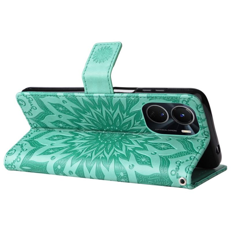 Flip Cover Vivo Y16 Mandala Sun Med Snor