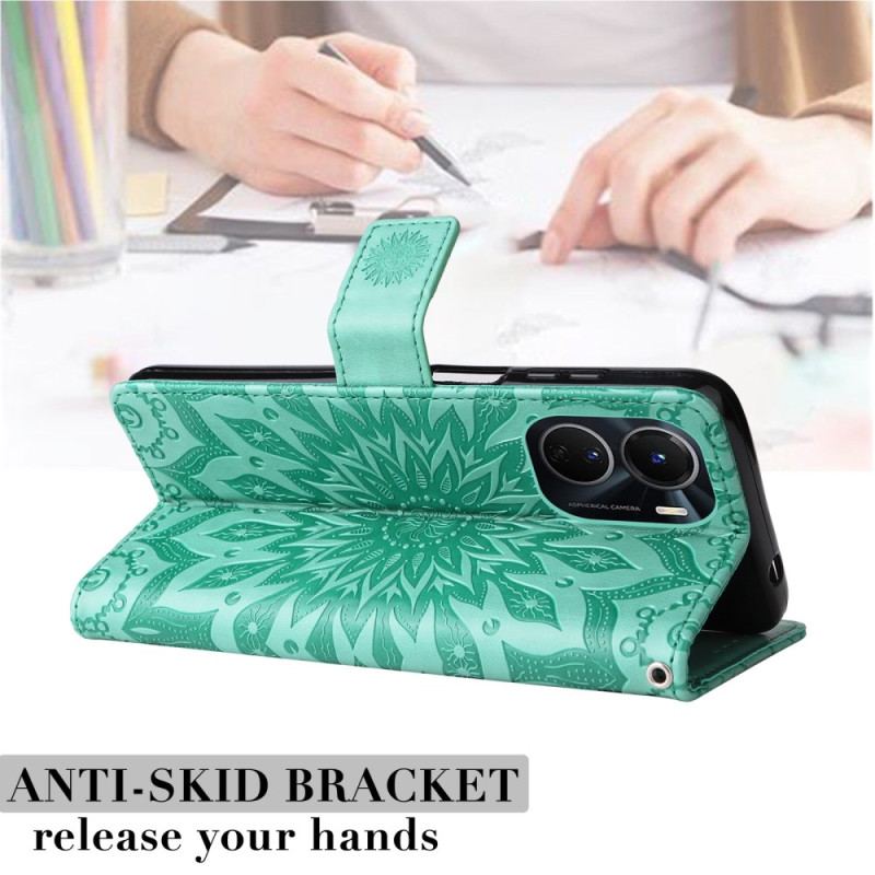 Flip Cover Vivo Y16 Mandala Sun Med Snor