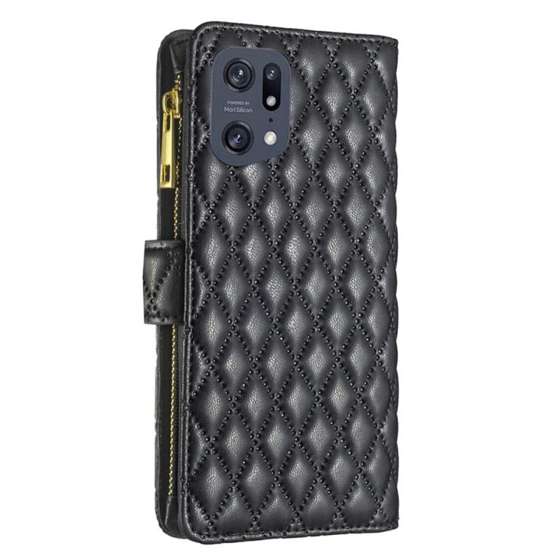 Flip Cover Oppo Find X5 Pro Binfen Farvestil Quiltet