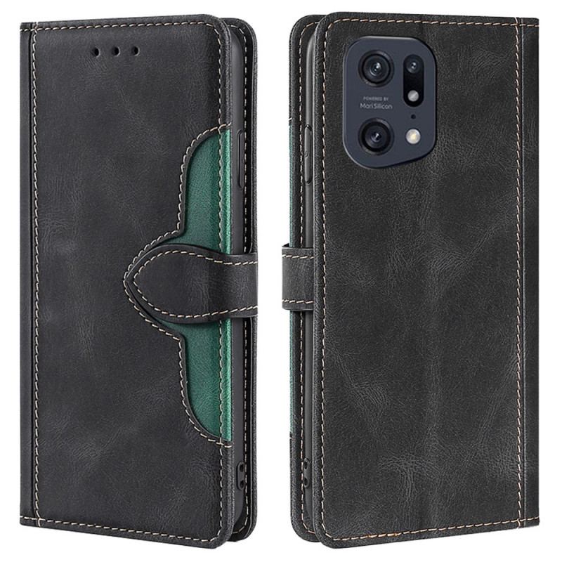 Flip Cover Oppo Find X5 Pro Imiteret Læder Bicolor Stilfuld