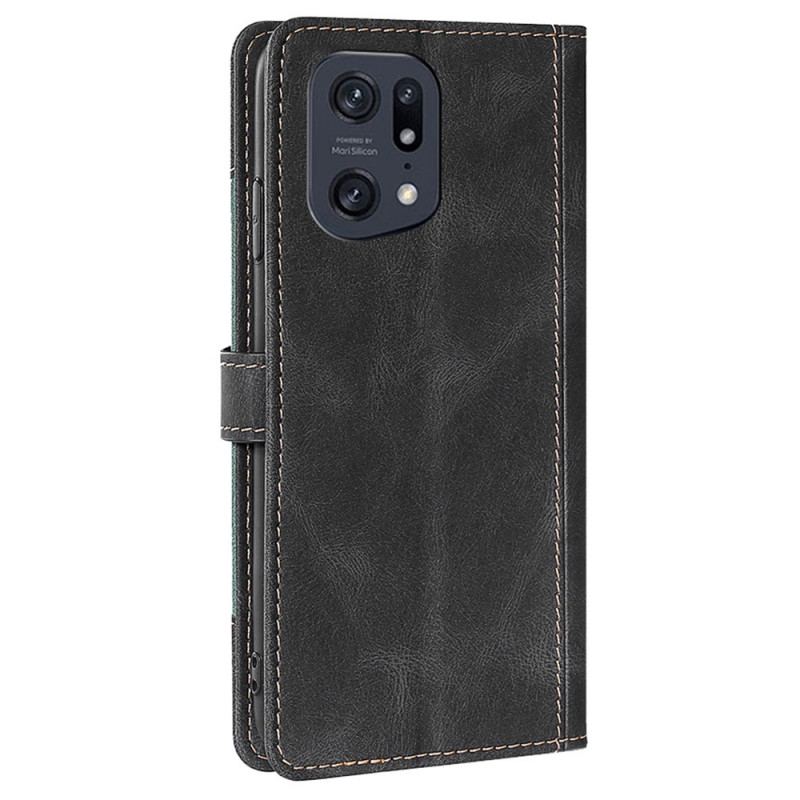 Flip Cover Oppo Find X5 Pro Imiteret Læder Bicolor Stilfuld