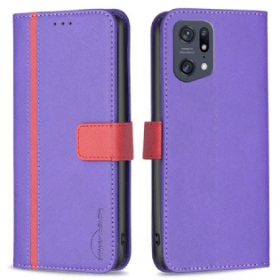 Flip Cover Oppo Find X5 Pro Imiteret Læder Tetxuré Binfen Farve