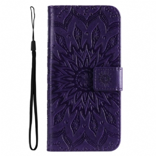 Læder Cover Oppo Find X5 Pro Med Snor Thong Sun