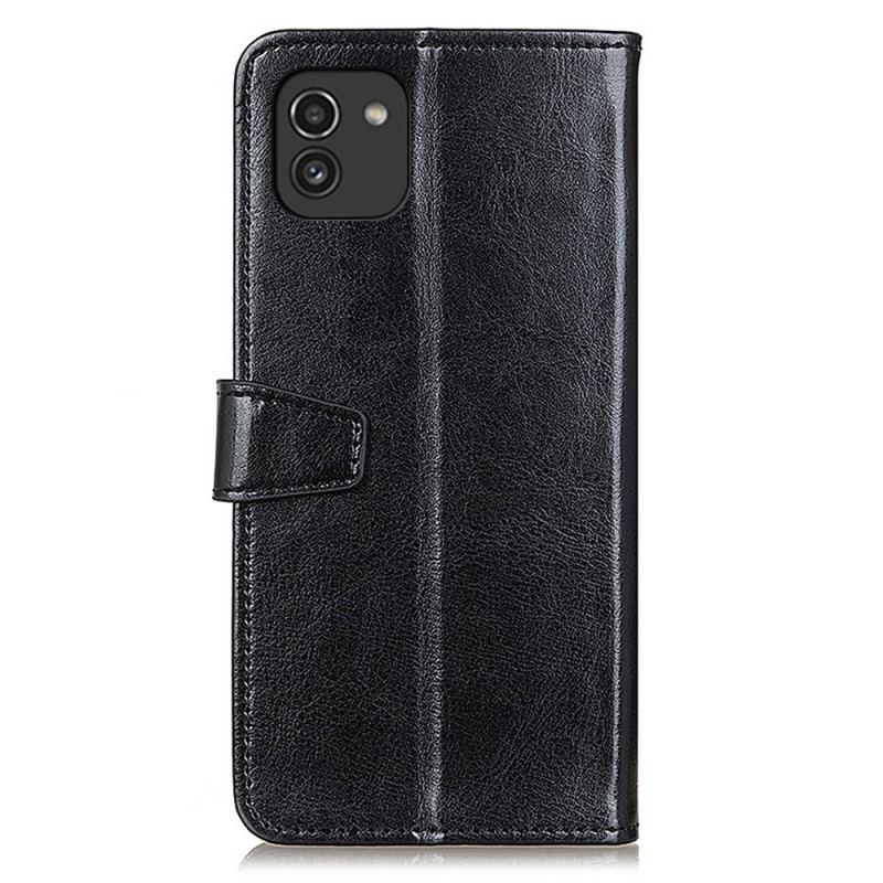 Flip Cover Samsung Galaxy A03 Enkel Skinnende Lædereffekt