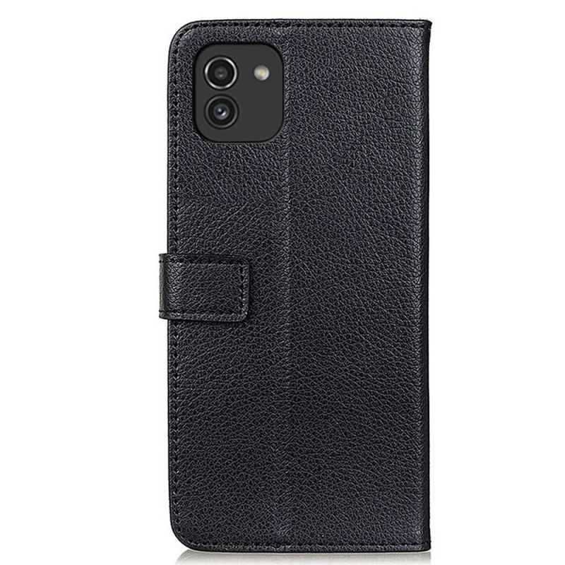 Flip Cover Samsung Galaxy A03 Premium Litchi Imiteret Læder
