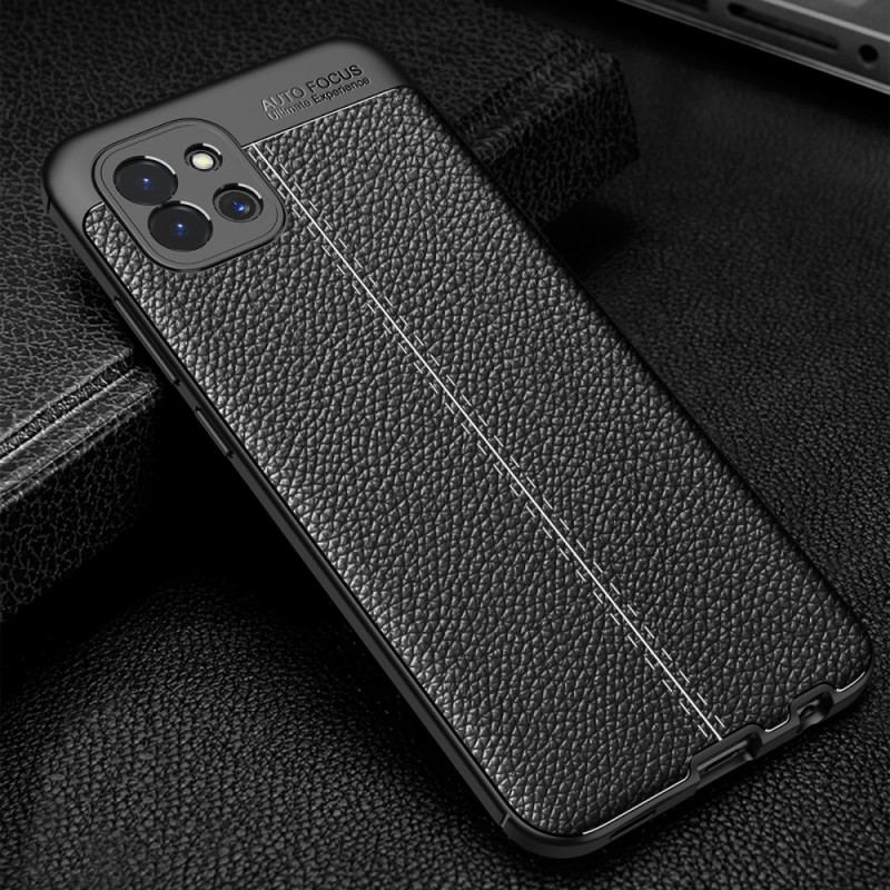 Mobilcover Samsung Galaxy A03 Dobbelt Linje Litchi Læder Effekt