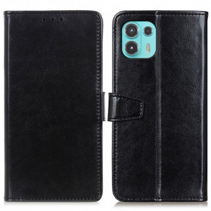 Flip Cover Motorola Edge 20 Lite Enkel Skinnende Lædereffekt