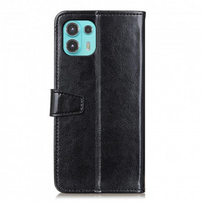 Flip Cover Motorola Edge 20 Lite Enkel Skinnende Lædereffekt