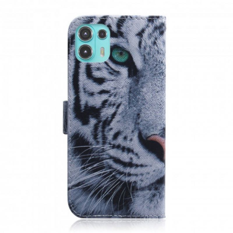 Flip Cover Motorola Edge 20 Lite Tiger Ansigt