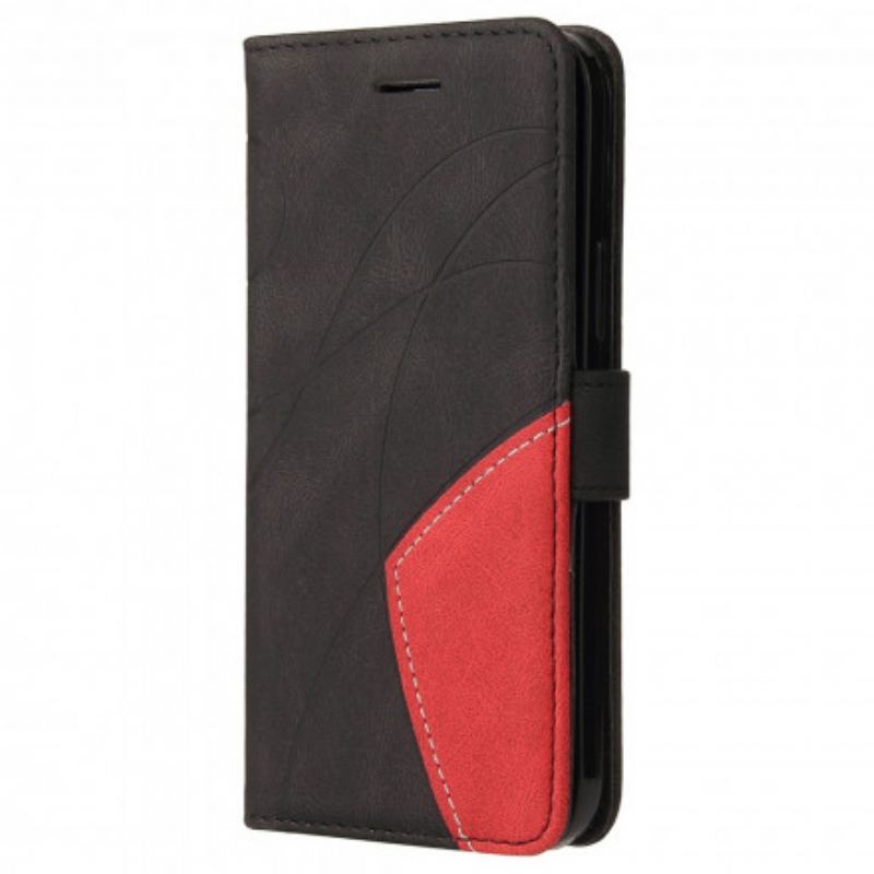Flip Cover Motorola Edge 20 Lite Tofarvet Signatur Imiteret Læder