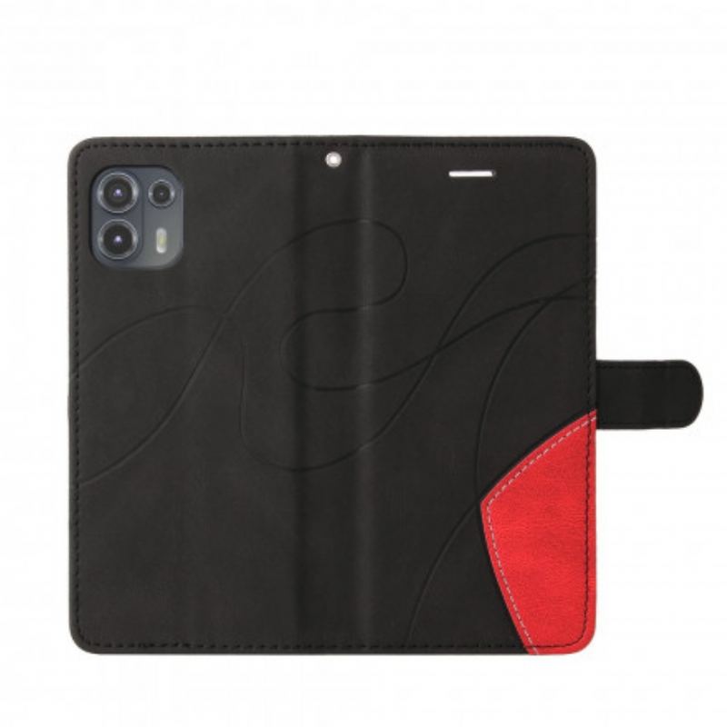 Flip Cover Motorola Edge 20 Lite Tofarvet Signatur Imiteret Læder