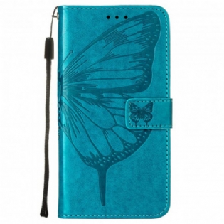 Læder Cover Motorola Edge 20 Lite Sommerfugledesign Med Snor