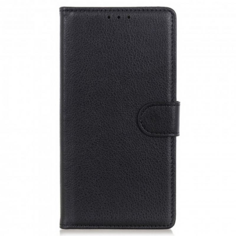 Læder Cover Motorola Edge 20 Lite Traditionelt Litchi Imiteret Læder