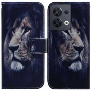 Flip Cover Oppo Reno 8 Med Snor Løvebånd