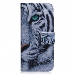 Flip Cover Oppo Reno 8 Med Snor Strappy White Tiger
