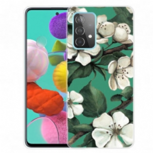 Cover Samsung Galaxy A32 Malede Hvide Blomster