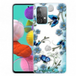 Cover Samsung Galaxy A32 Retro Sommerfugle Og Blomster
