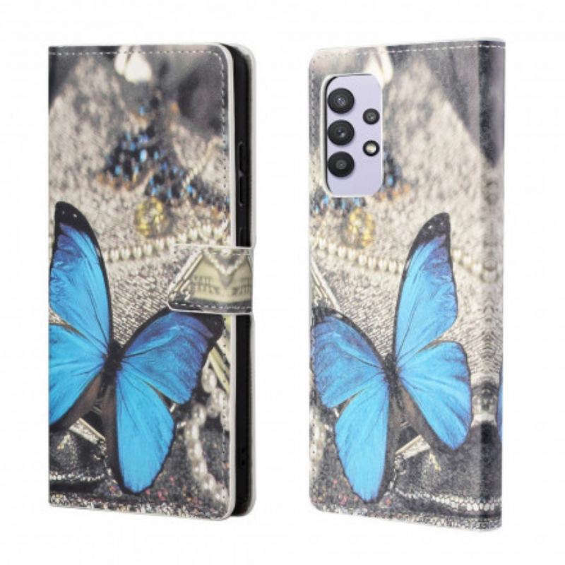 Flip Cover Samsung Galaxy A32 Butterfly Prestige Blå