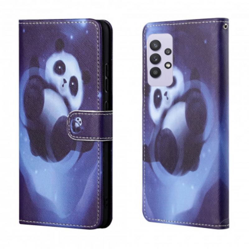 Flip Cover Samsung Galaxy A32 Med Snor Panda Space Med Snor