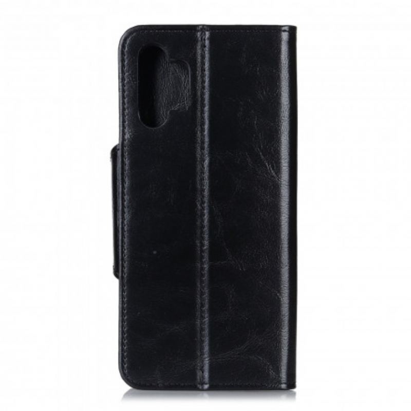Flip Cover Samsung Galaxy A32 Skinnende Imiteret Læder Khazneh