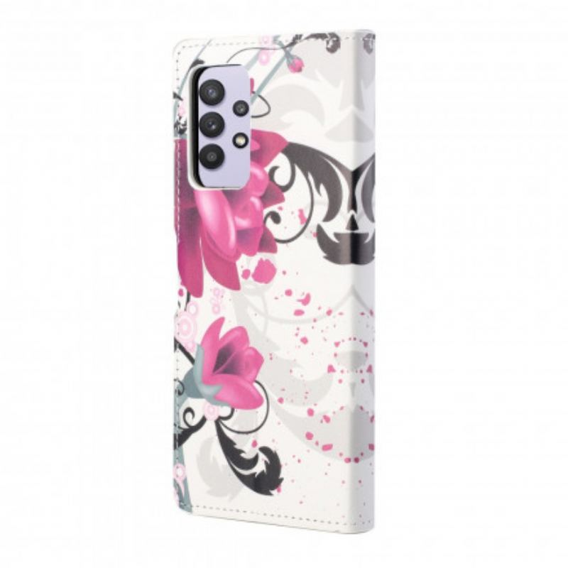 Flip Cover Samsung Galaxy A32 Tropiske Blomster