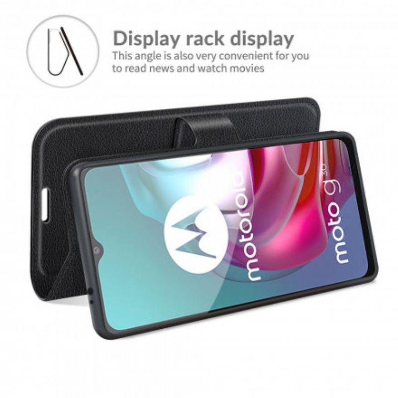 Flip Cover Moto G30 / G10 Klassisk Litchi-effekt